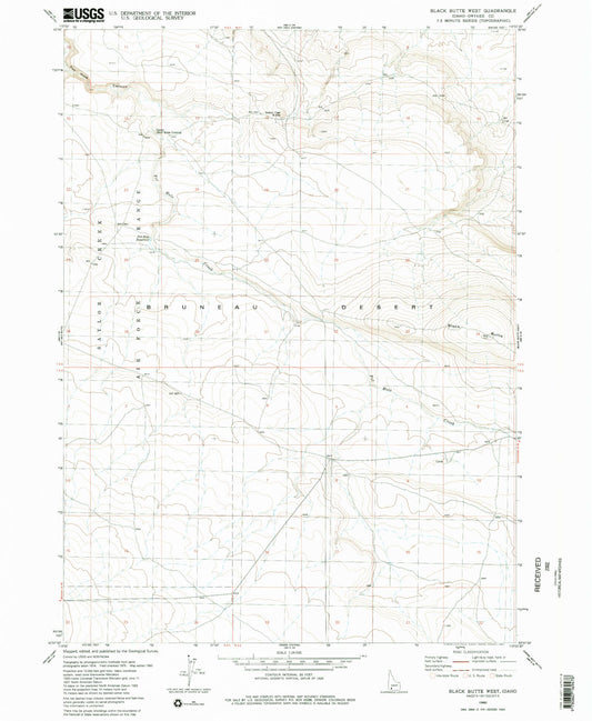 Classic USGS Black Butte West Idaho 7.5'x7.5' Topo Map Image