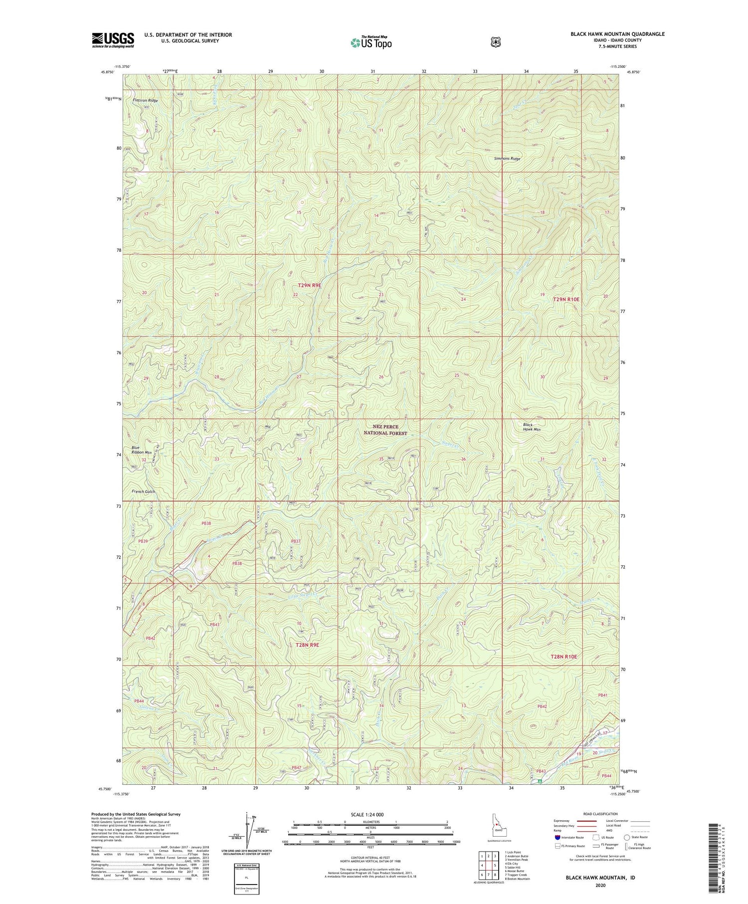 Black Hawk Mountain Idaho US Topo Map Image