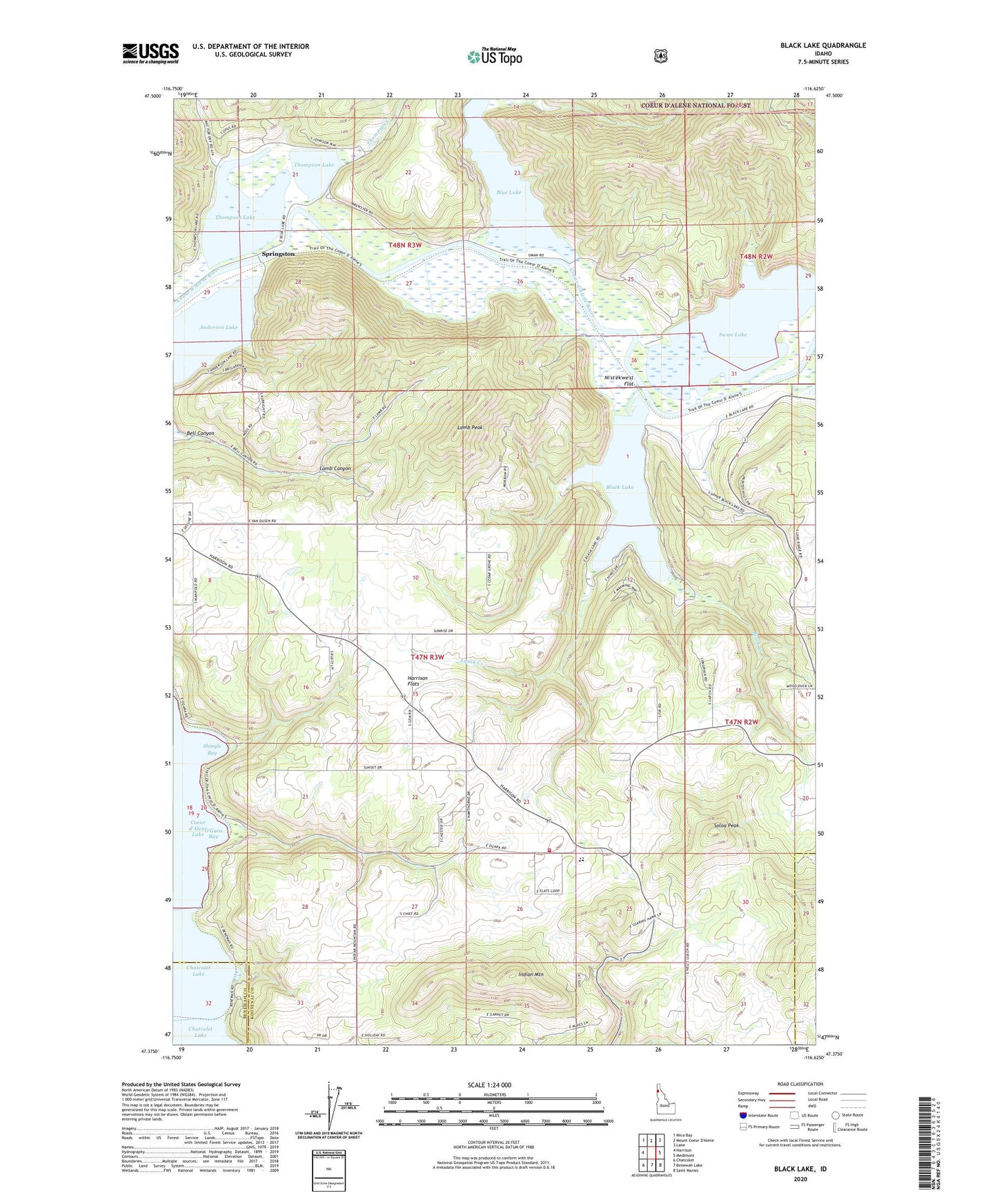 Black Lake Idaho US Topo Map Image