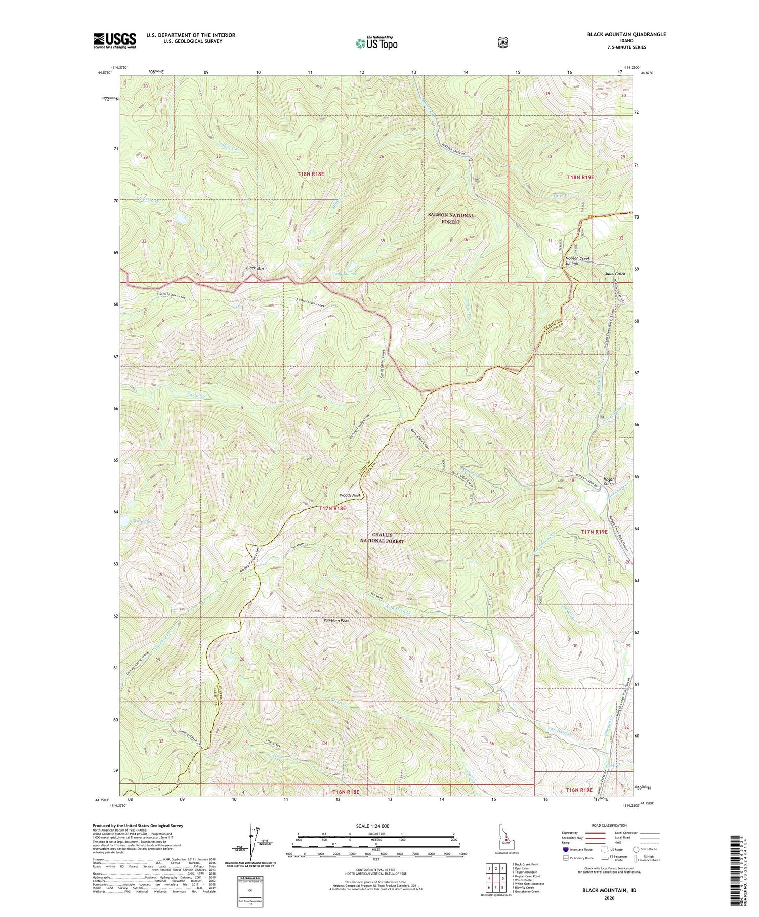 Black Mountain Idaho US Topo Map Image