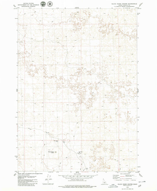 Classic USGS Black Ridge Crater Idaho 7.5'x7.5' Topo Map Image