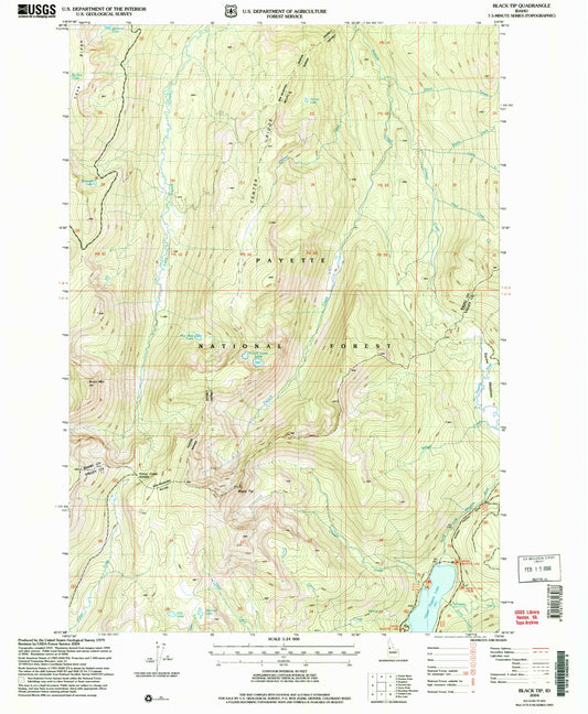 Classic USGS Black Tip Idaho 7.5'x7.5' Topo Map Image