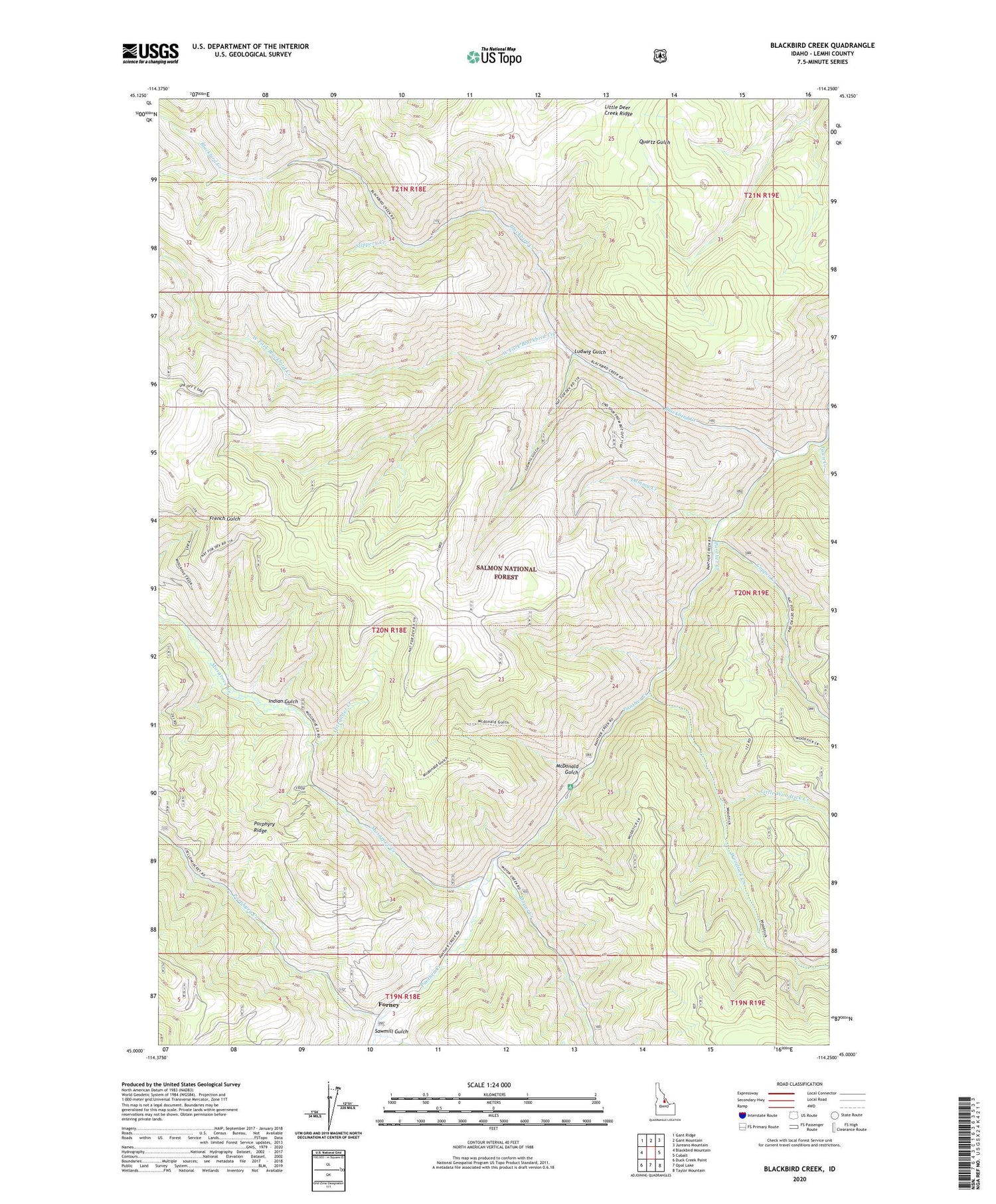 Blackbird Creek Idaho US Topo Map Image