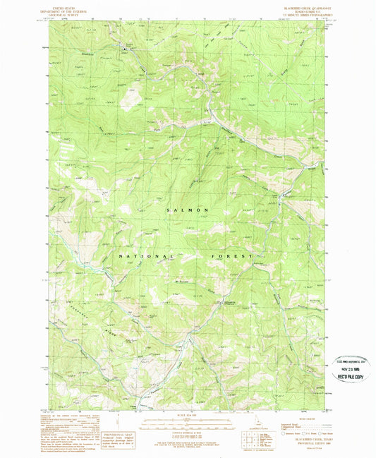 Classic USGS Blackbird Creek Idaho 7.5'x7.5' Topo Map Image