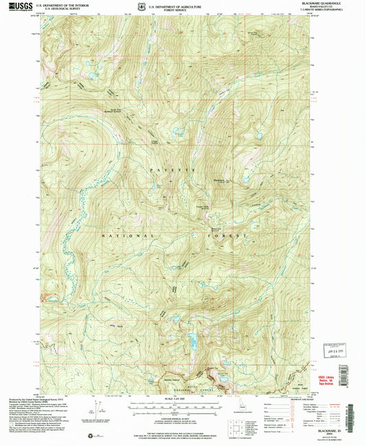 Classic USGS Blackmare Idaho 7.5'x7.5' Topo Map Image