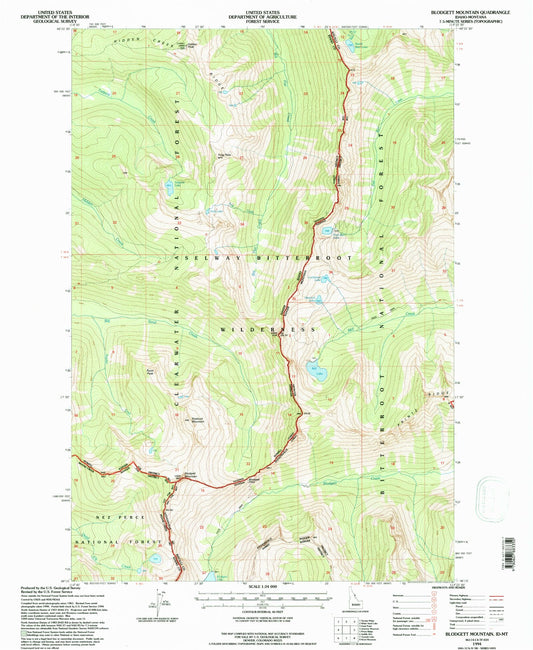 Classic USGS Blodgett Mountain Idaho 7.5'x7.5' Topo Map Image