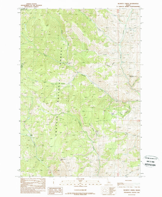 Classic USGS Blowfly Creek Idaho 7.5'x7.5' Topo Map Image