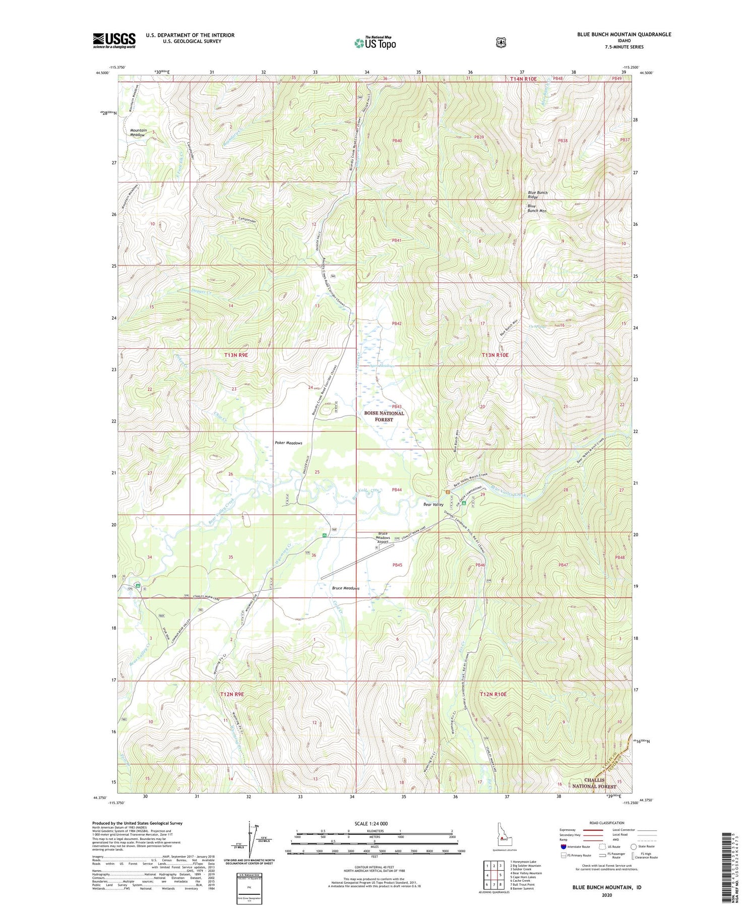 Blue Bunch Mountain Idaho US Topo Map Image