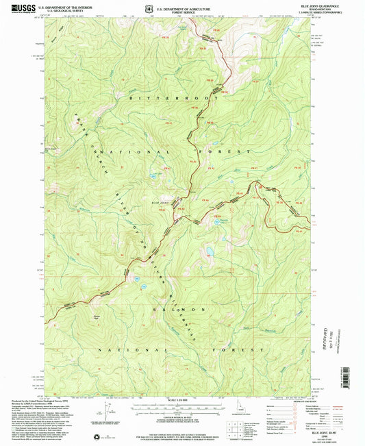Classic USGS Blue Joint Idaho 7.5'x7.5' Topo Map Image
