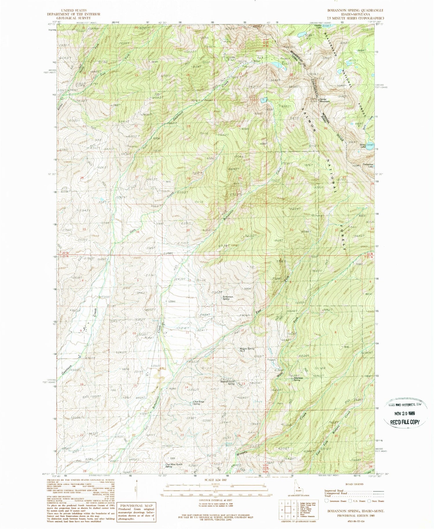 Classic USGS Bohannon Spring Idaho 7.5'x7.5' Topo Map Image