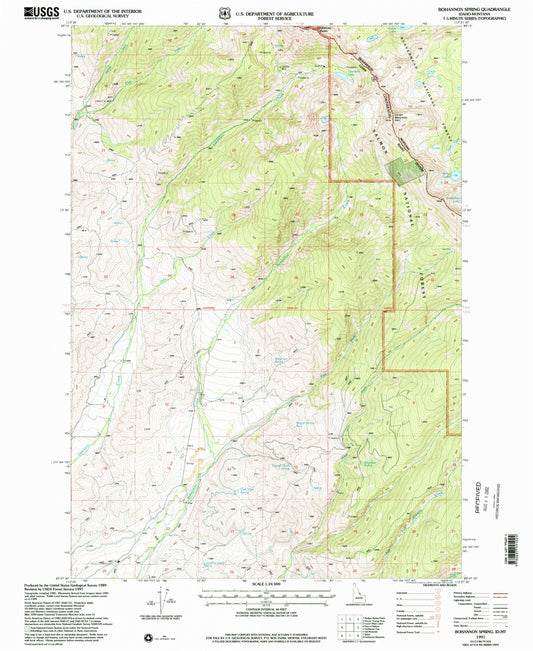 Classic USGS Bohannon Spring Idaho 7.5'x7.5' Topo Map Image