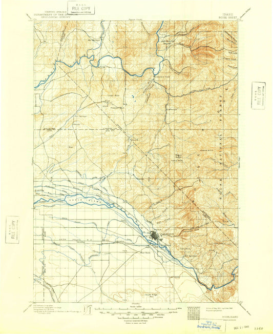 Historic 1897 Boise Idaho 30'x30' Topo Map Image