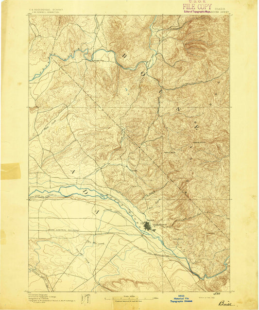 Historic 1892 Boise Idaho 30'x30' Topo Map Image