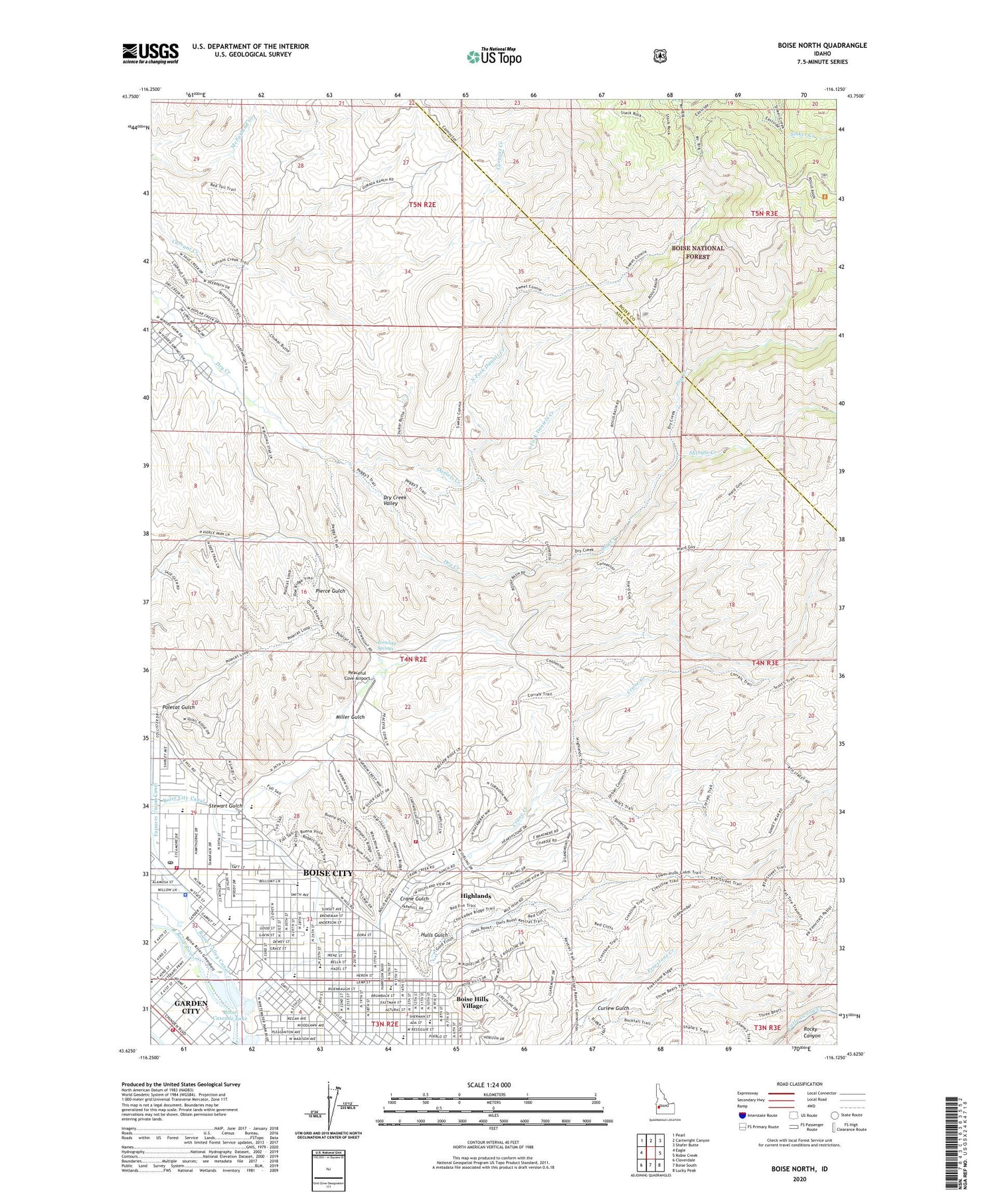 Boise North Idaho US Topo Map Image