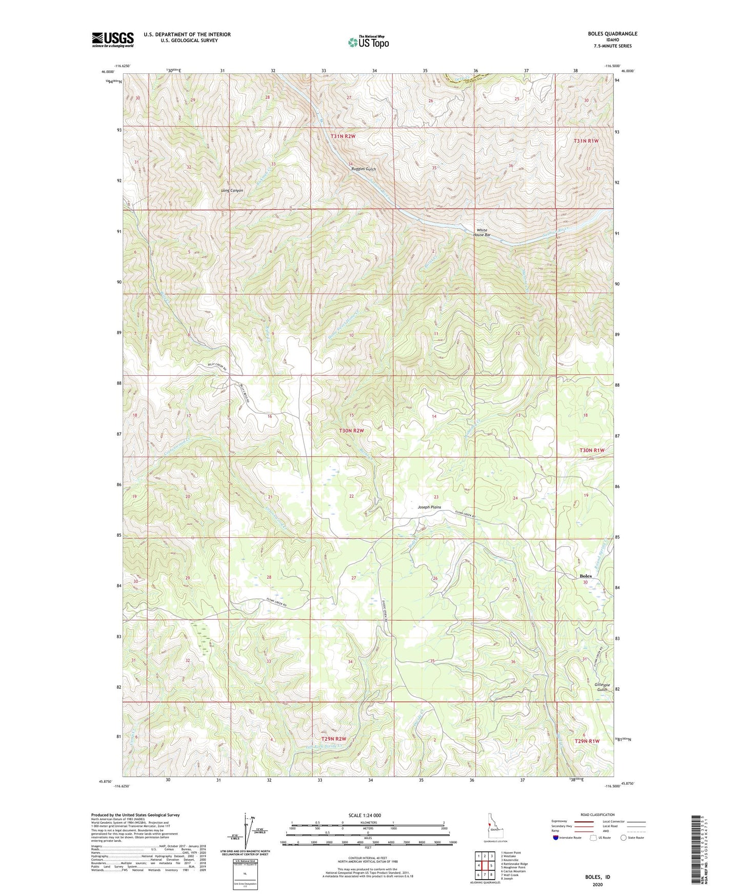 Boles Idaho US Topo Map Image