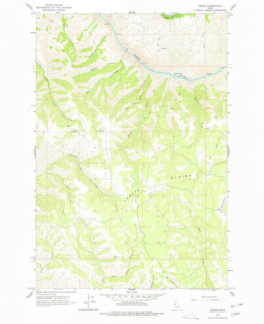 Classic USGS Boles Idaho 7.5'x7.5' Topo Map Image