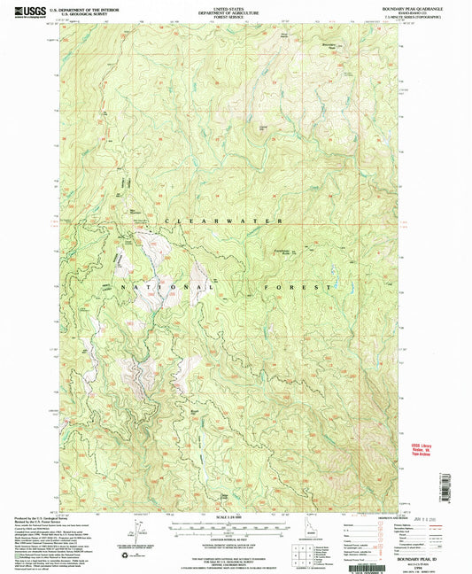 Classic USGS Boundary Peak Idaho 7.5'x7.5' Topo Map Image