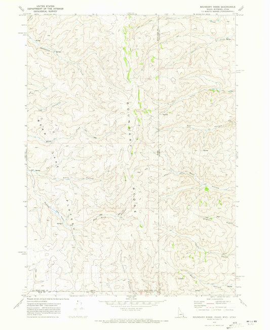 Classic USGS Boundary Ridge Idaho 7.5'x7.5' Topo Map Image