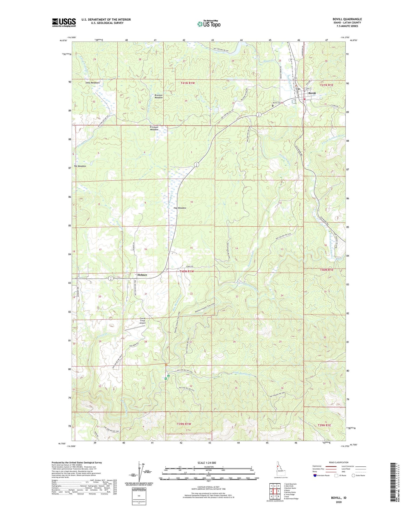 Bovill Idaho US Topo Map Image