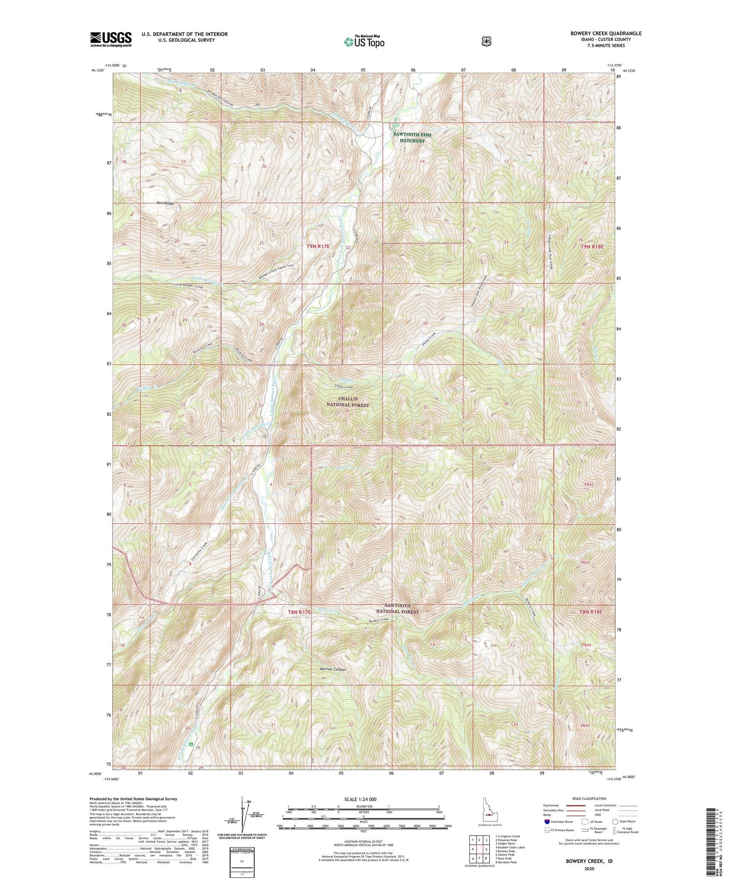 Bowery Creek Idaho US Topo Map Image
