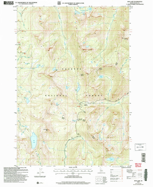 Classic USGS Box Lake Idaho 7.5'x7.5' Topo Map Image