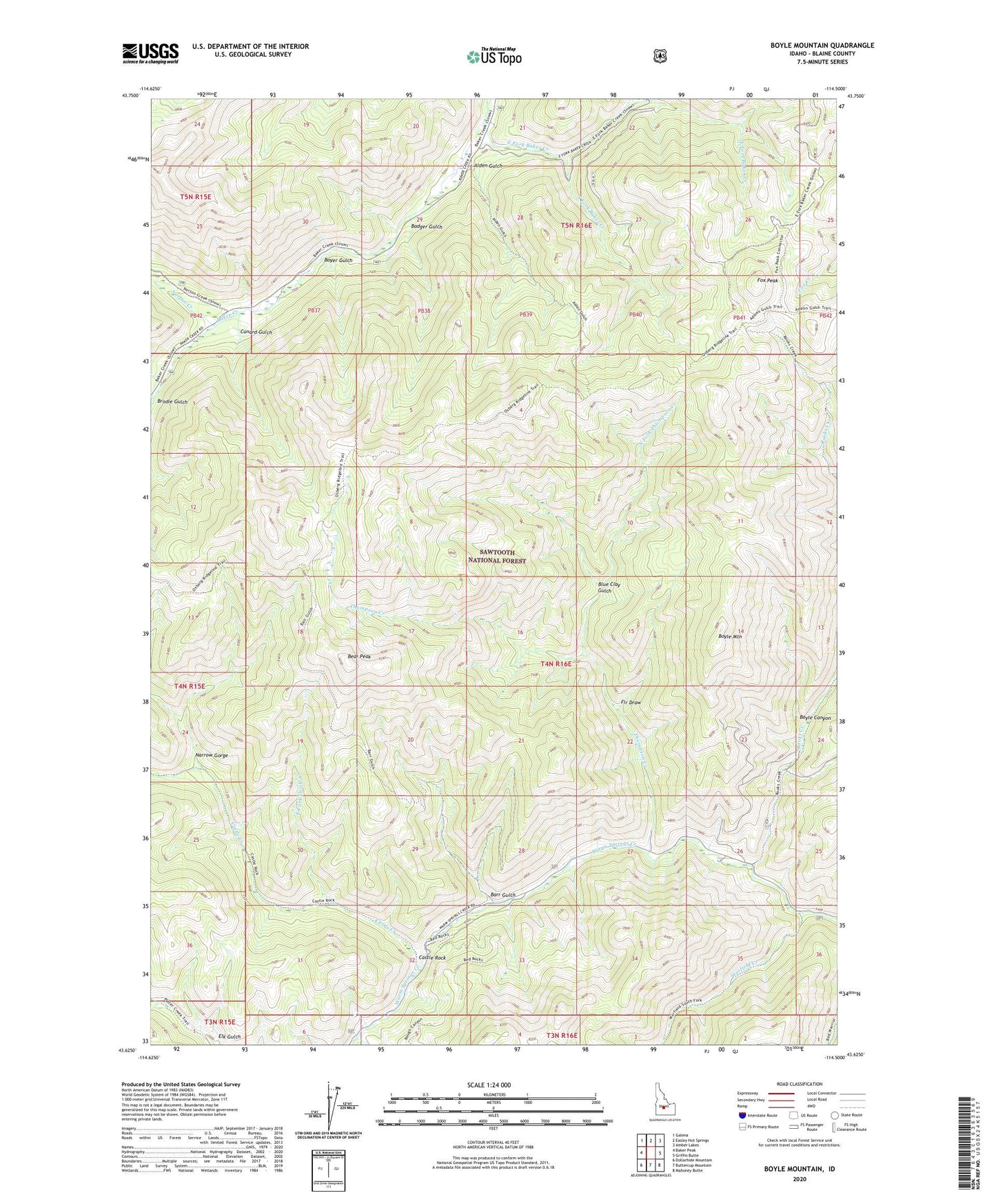 Boyle Mountain Idaho US Topo Map Image