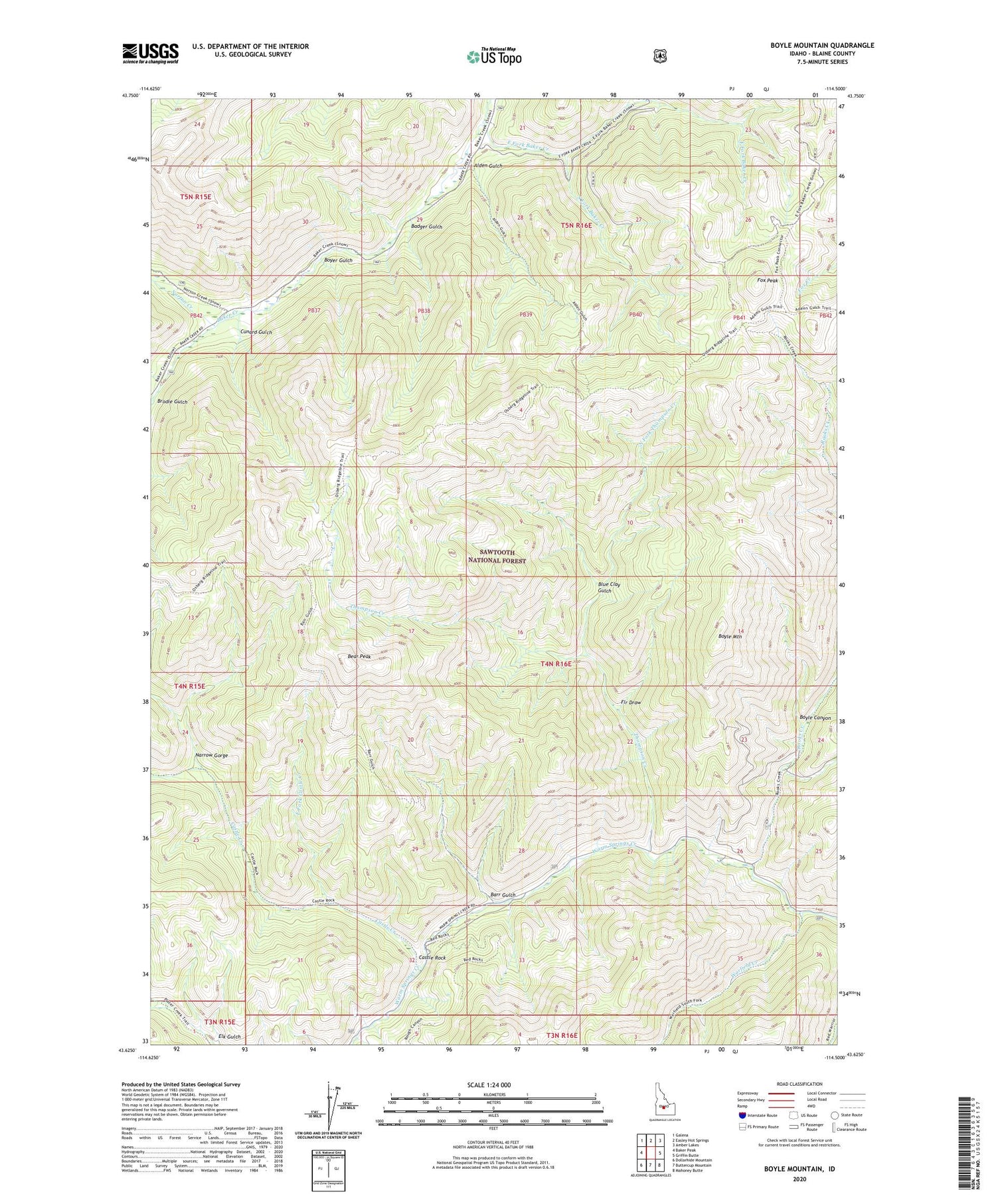 Boyle Mountain Idaho US Topo Map Image