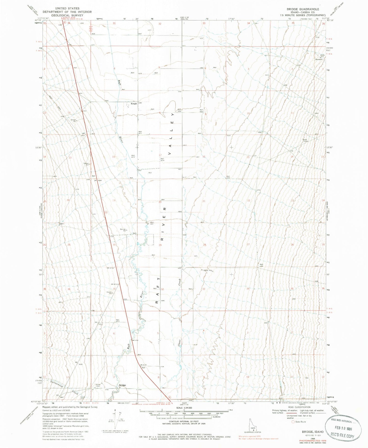 Classic USGS Bridge Idaho 7.5'x7.5' Topo Map Image