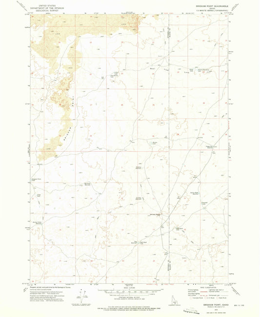 Classic USGS Brigham Point Idaho 7.5'x7.5' Topo Map Image