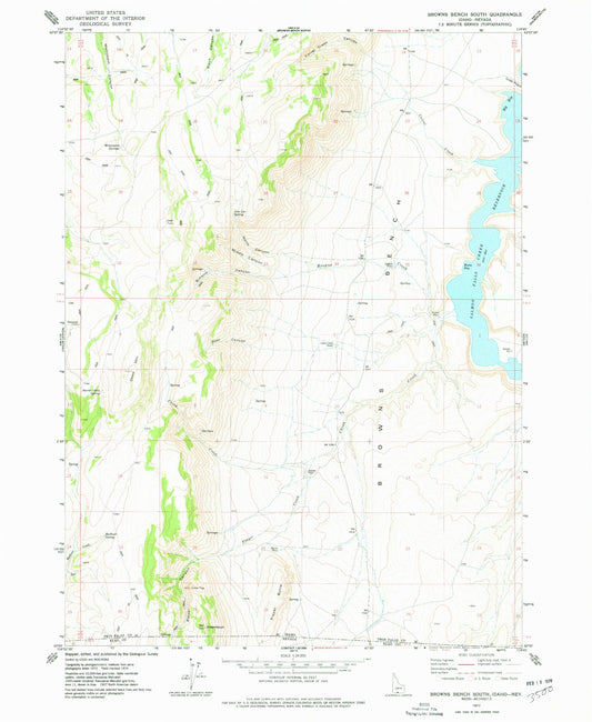 Classic USGS Browns Bench South Idaho 7.5'x7.5' Topo Map Image