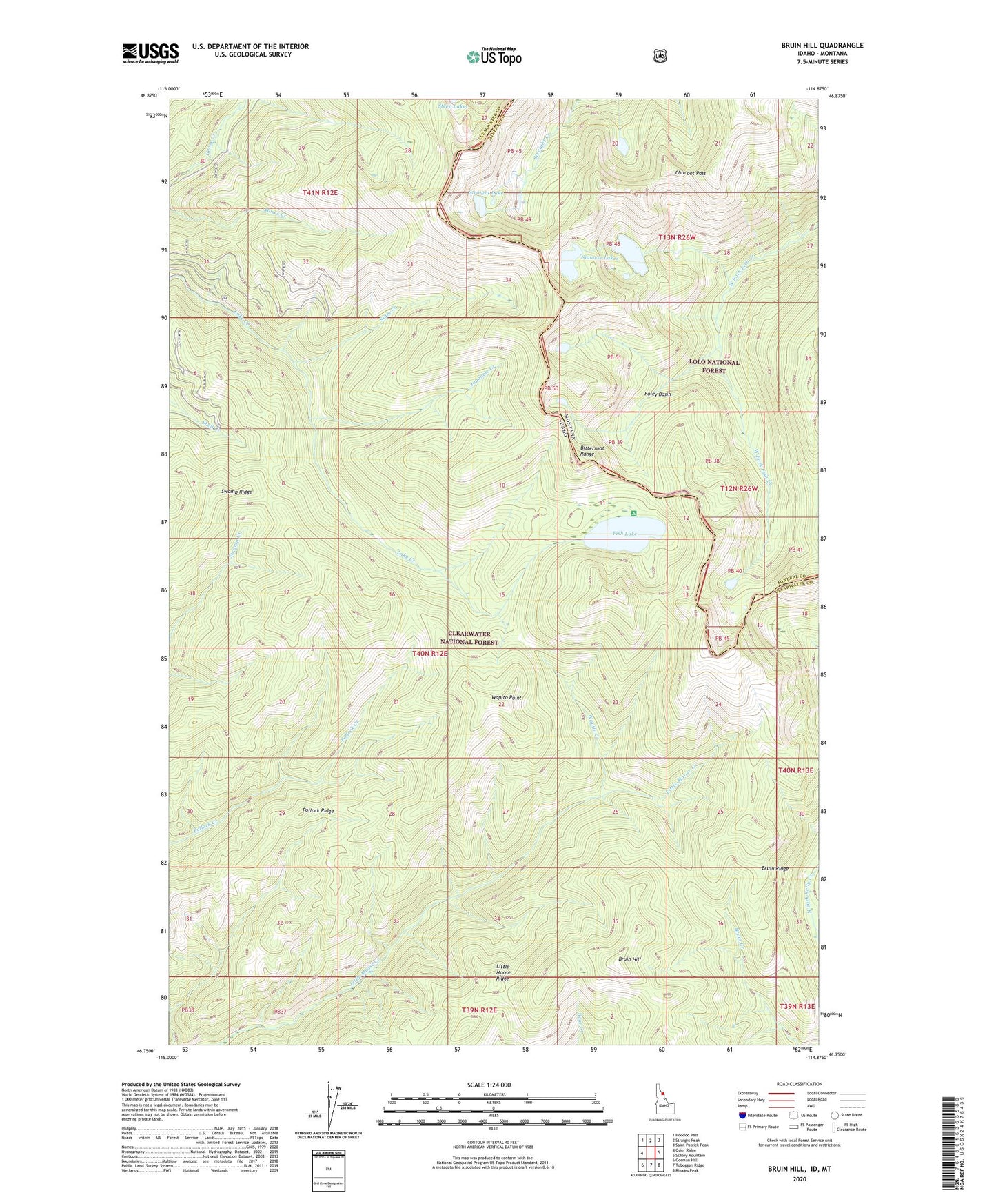 Bruin Hill Idaho US Topo Map Image