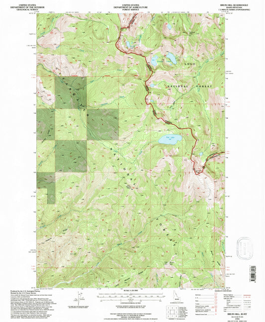 Classic USGS Bruin Hill Idaho 7.5'x7.5' Topo Map Image