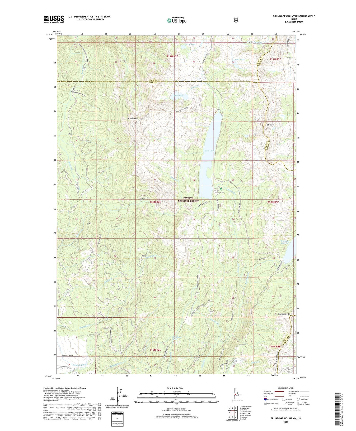 Brundage Mountain Idaho US Topo Map Image