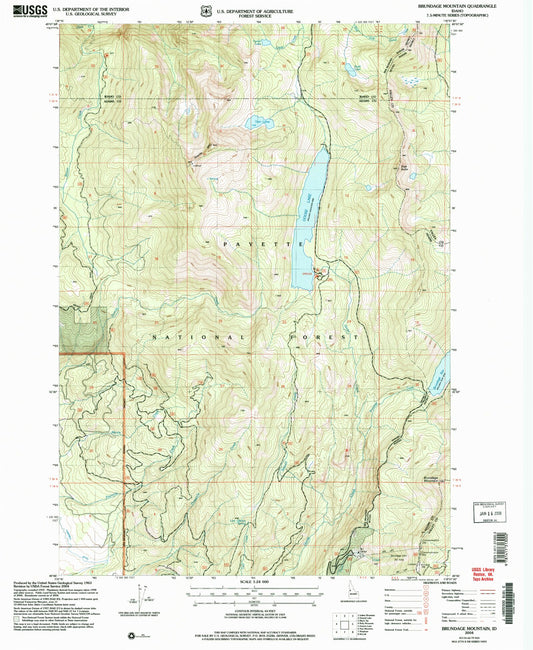 Classic USGS Brundage Mountain Idaho 7.5'x7.5' Topo Map Image
