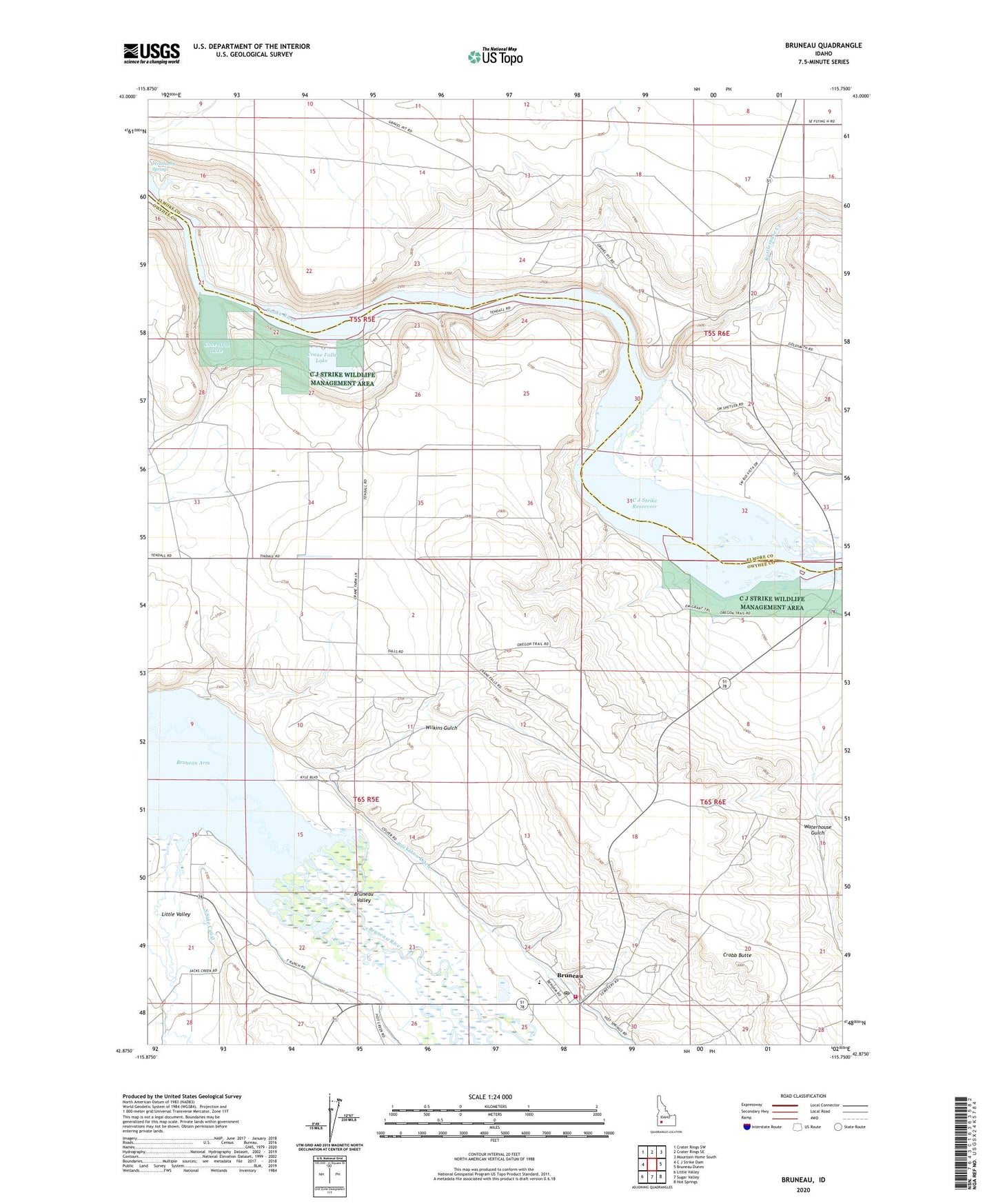 Bruneau Idaho US Topo Map Image