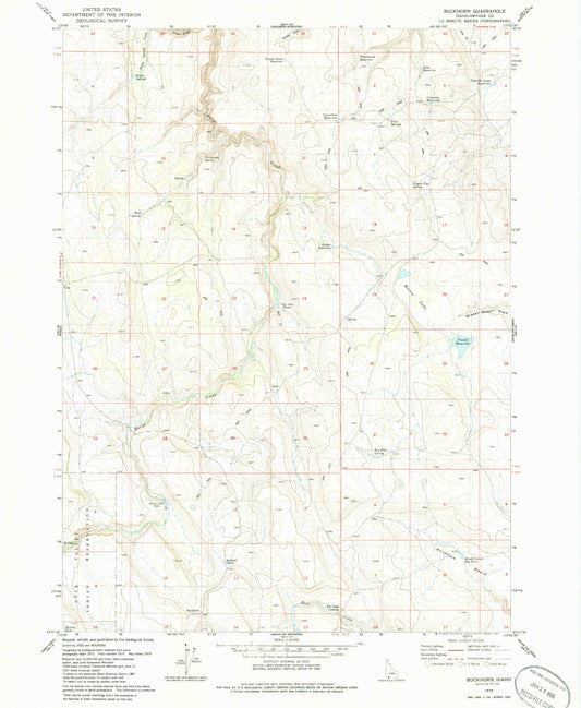 Classic USGS Buckhorn Idaho 7.5'x7.5' Topo Map Image