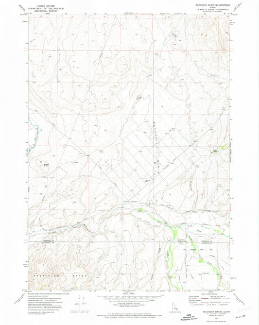 Classic USGS Buckskin Basin Idaho 7.5'x7.5' Topo Map Image