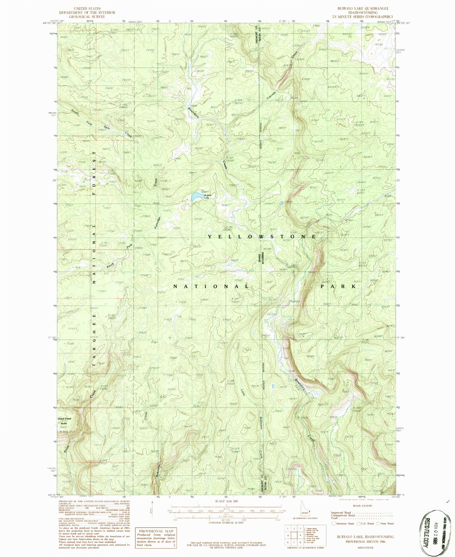 Classic USGS Buffalo Lake Idaho 7.5'x7.5' Topo Map Image