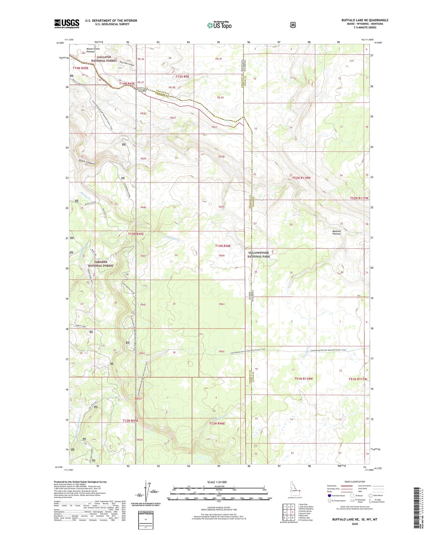 Buffalo Lake NE Idaho US Topo Map Image