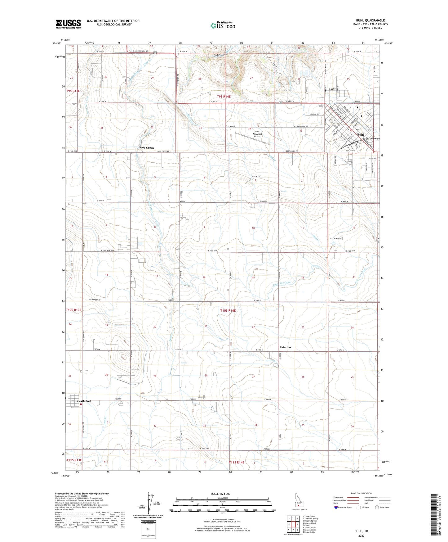 Buhl Idaho US Topo Map Image