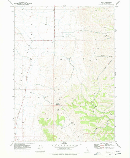 Classic USGS Buist Idaho 7.5'x7.5' Topo Map Image