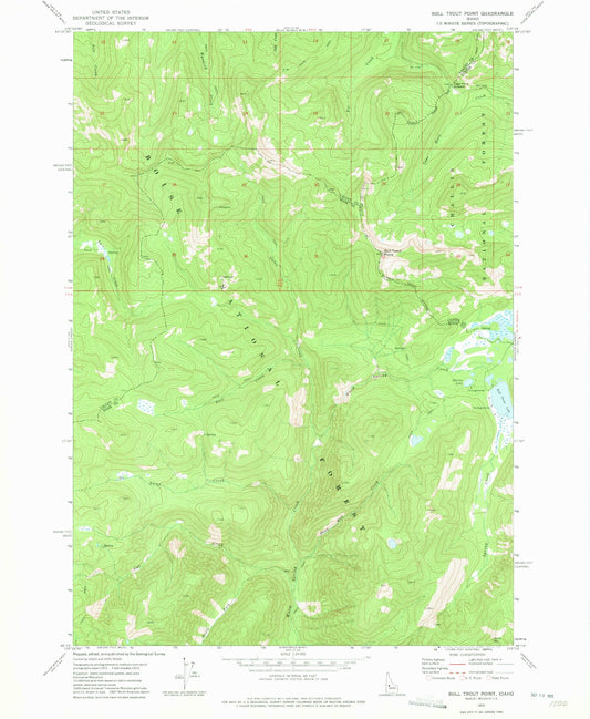 Classic USGS Bull Trout Point Idaho 7.5'x7.5' Topo Map Image