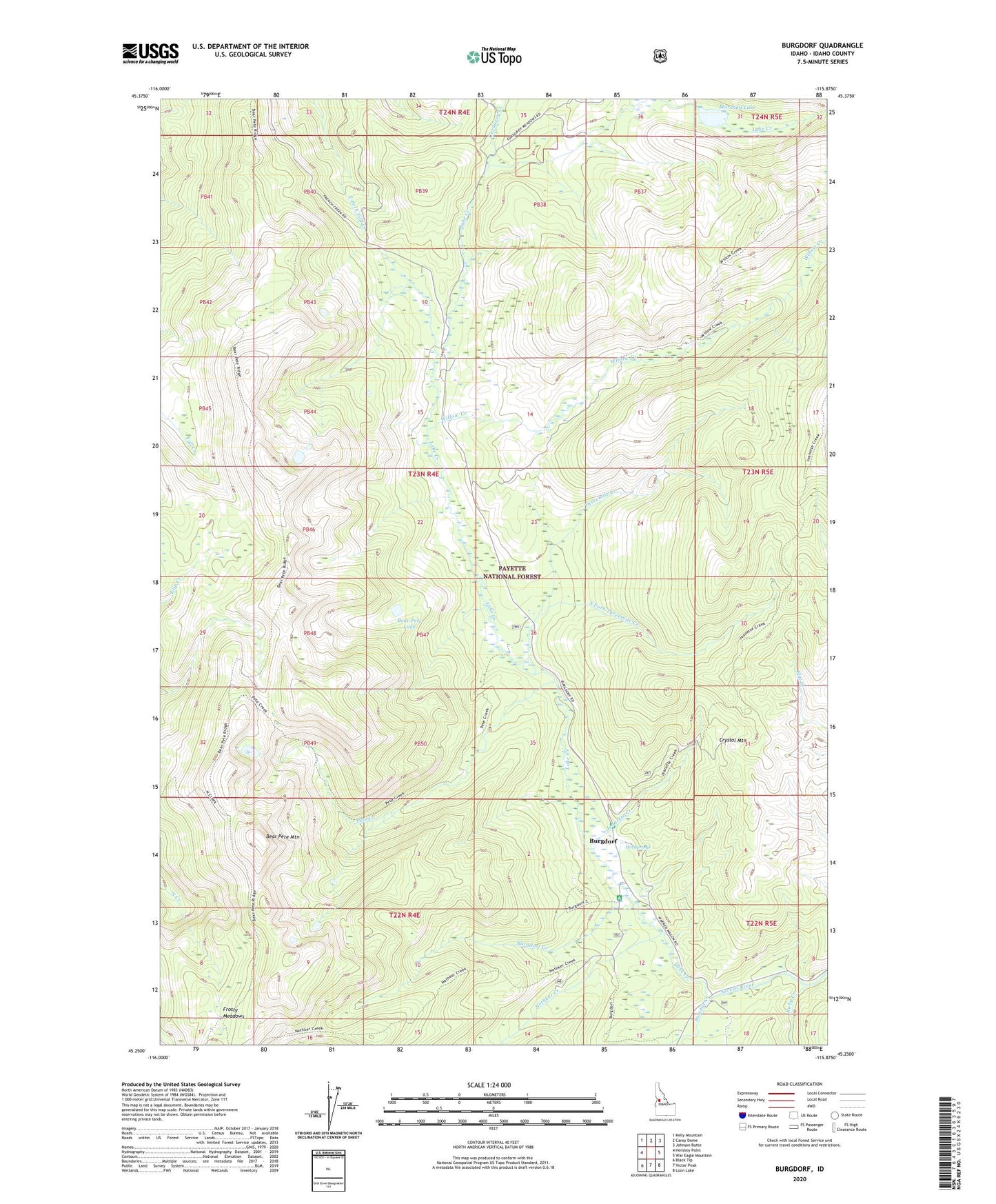 Burgdorf Idaho US Topo Map Image