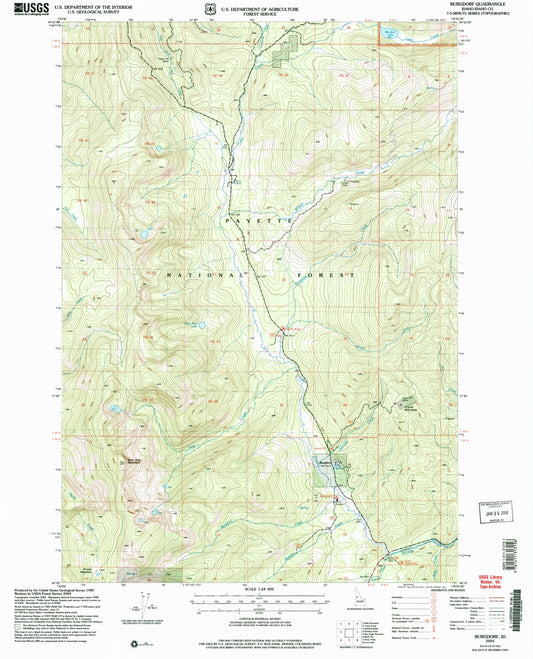 Classic USGS Burgdorf Idaho 7.5'x7.5' Topo Map Image