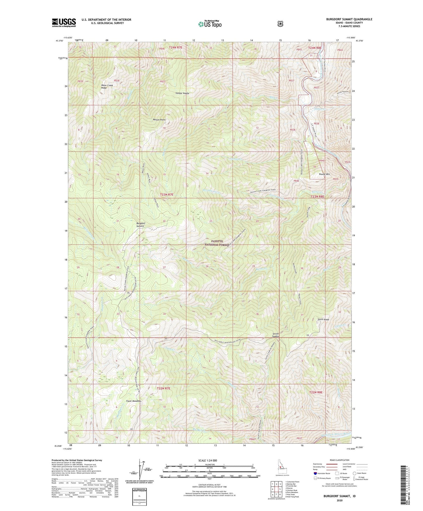 Burgdorf Summit Idaho US Topo Map Image