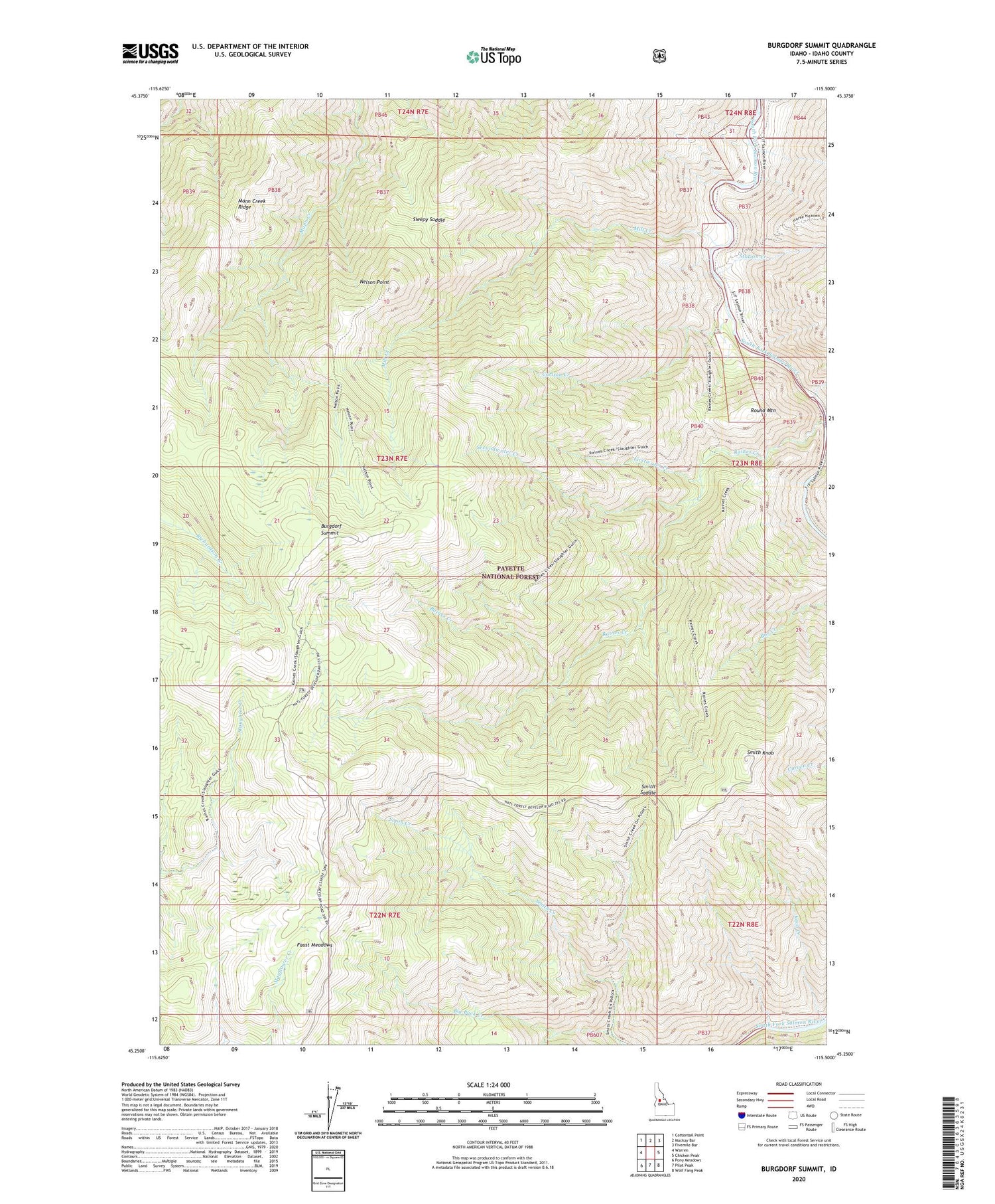 Burgdorf Summit Idaho US Topo Map Image