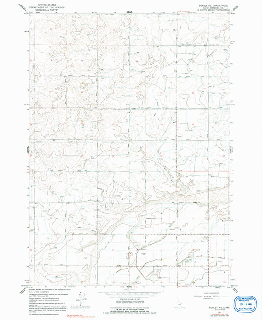 Classic USGS Burley NE Idaho 7.5'x7.5' Topo Map Image