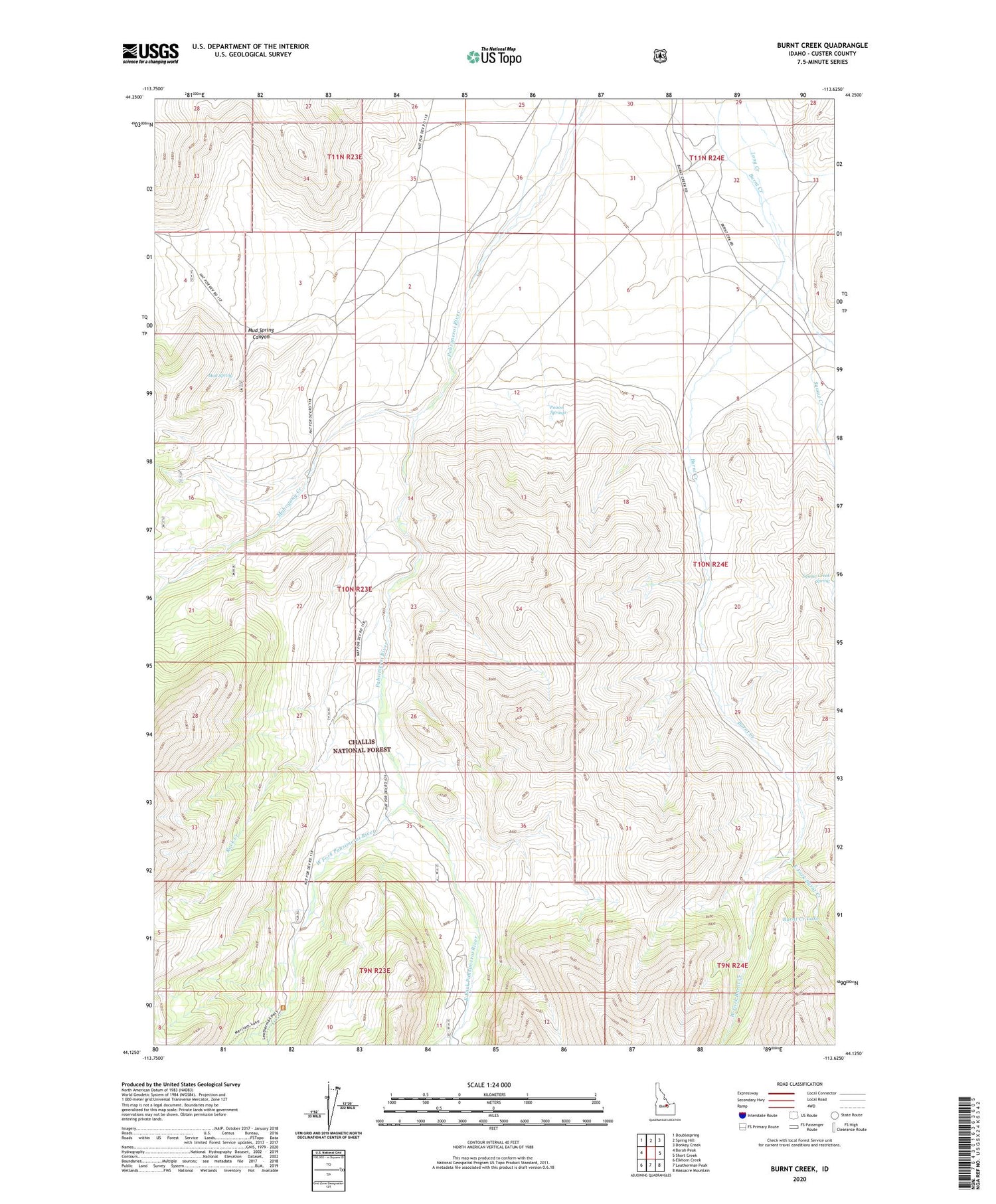 Burnt Creek Idaho US Topo Map Image