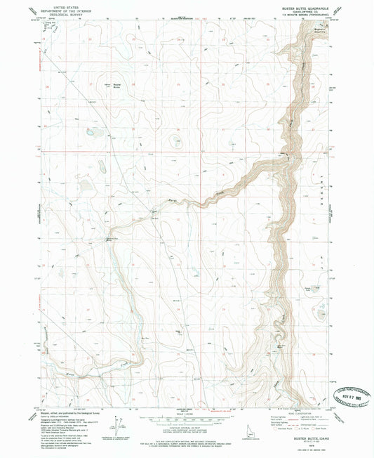 Classic USGS Buster Butte Idaho 7.5'x7.5' Topo Map Image
