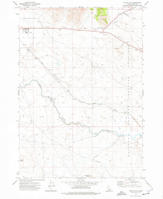 Classic USGS Butte City Idaho 7.5'x7.5' Topo Map Image